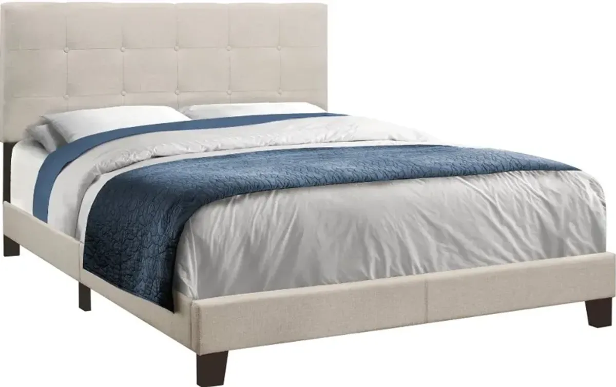 Contemporary Beige Queen Upholstered Bed