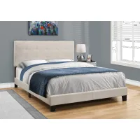 Contemporary Beige Queen Upholstered Bed