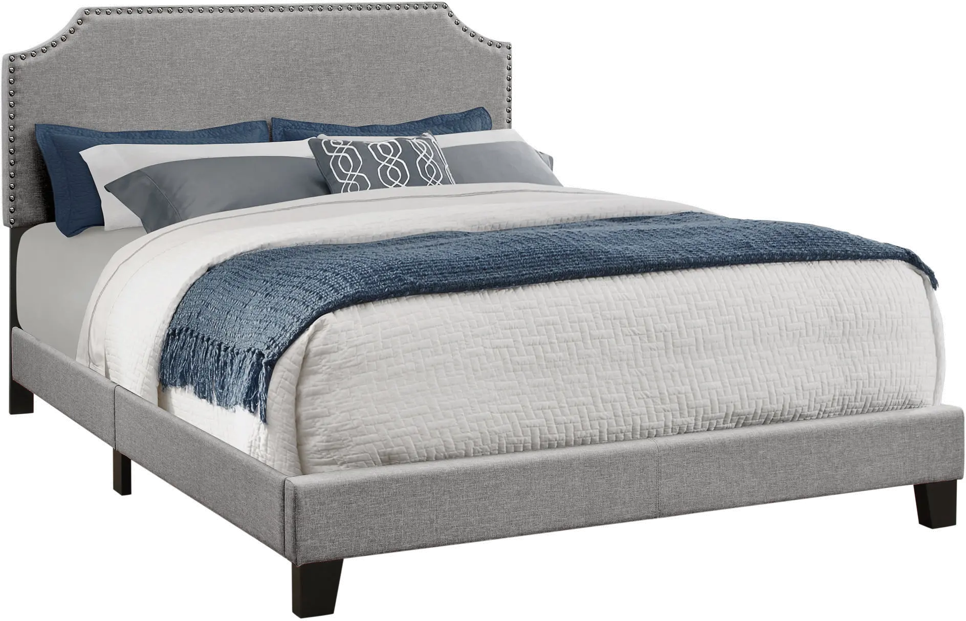 Classic Contemporary Gray Queen Upholstered Bed