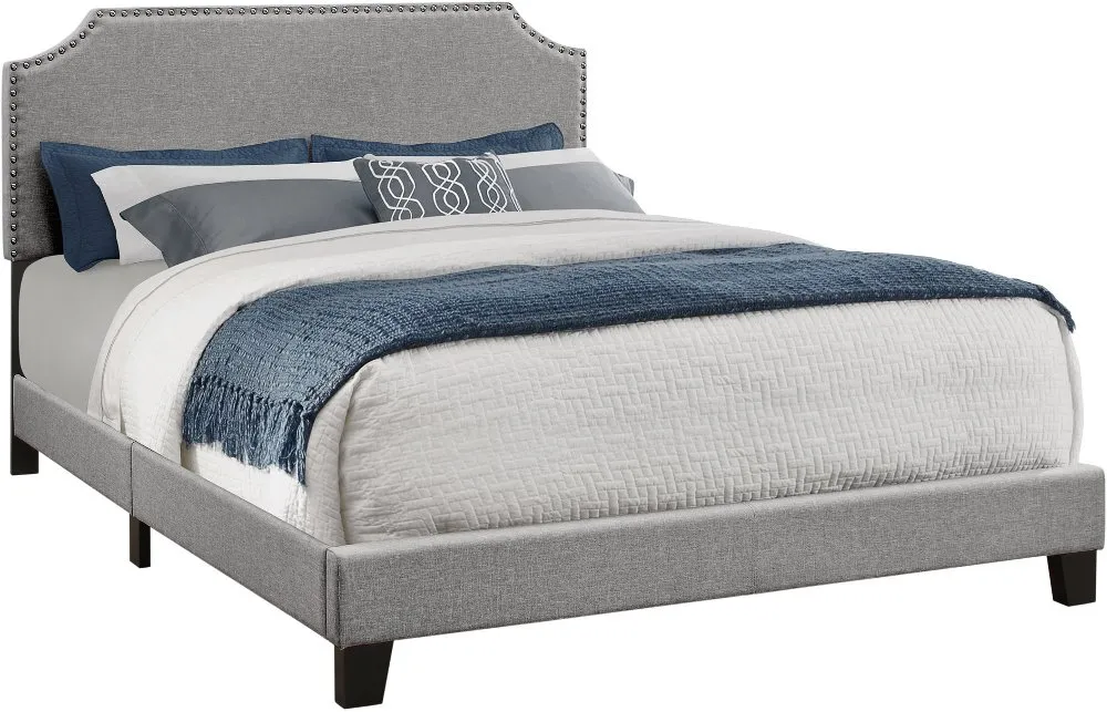 Classic Contemporary Gray Queen Upholstered Bed