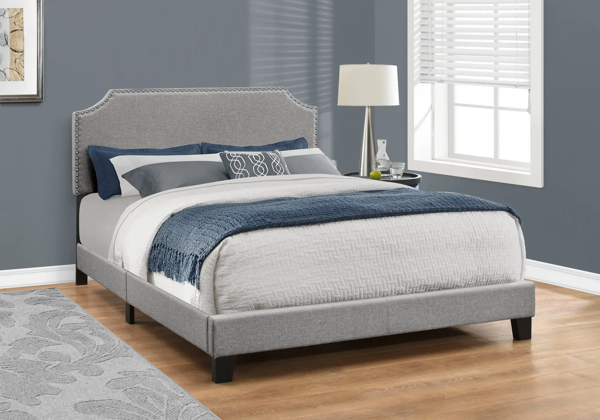 Classic Contemporary Gray Queen Upholstered Bed