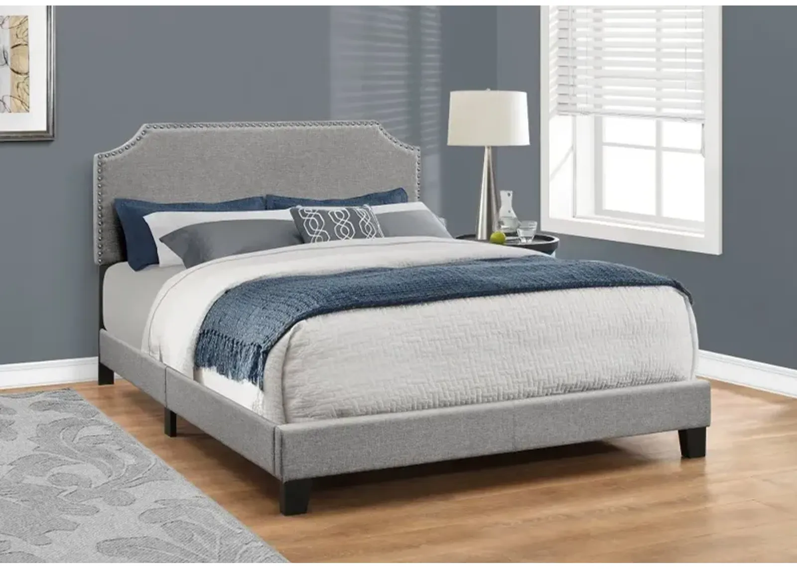 Classic Contemporary Gray Queen Upholstered Bed