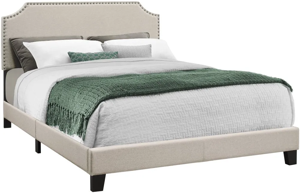 Classic Contemporary Beige Queen Upholstered Bed