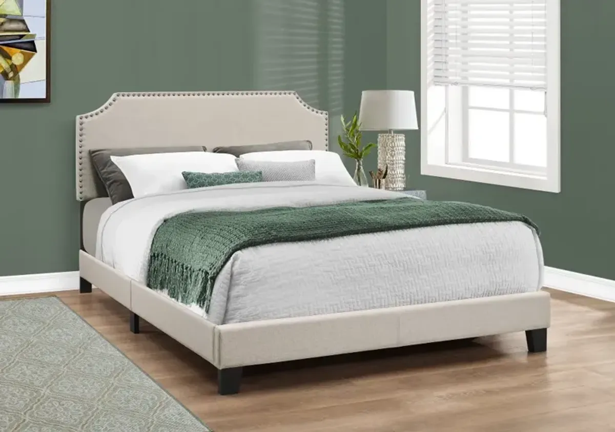 Classic Contemporary Beige Queen Upholstered Bed