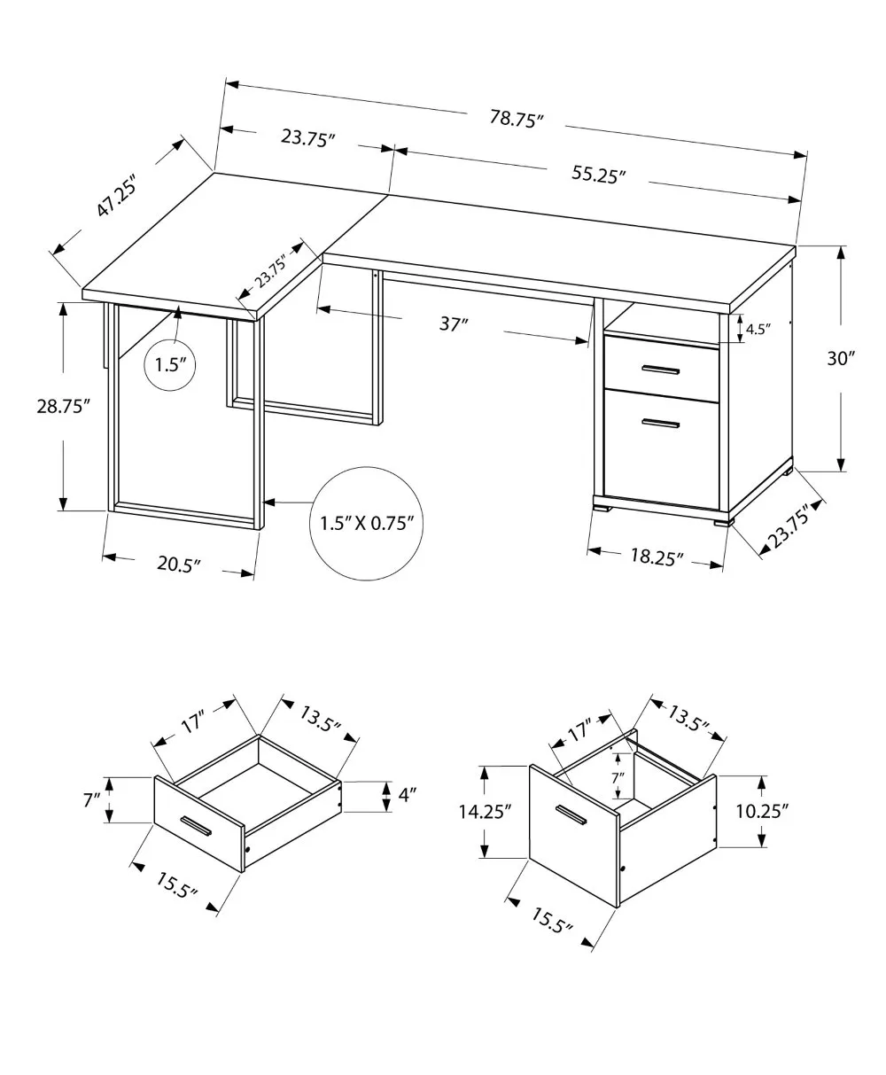 Dark Taupe L-Shaped Computer Desk