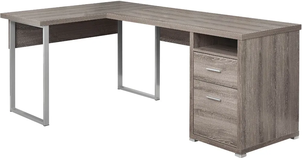 Dark Taupe L-Shaped Computer Desk