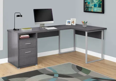 Gray L-Shaped Computer Desk