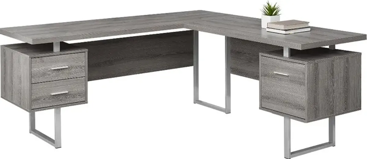 Dark Taupe 60 Inch L-Shaped Computer Desk