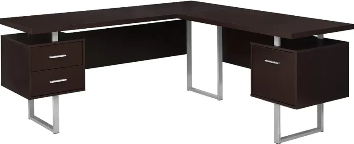 Cappuccino 60 Inch L-Shaped Computer Desk