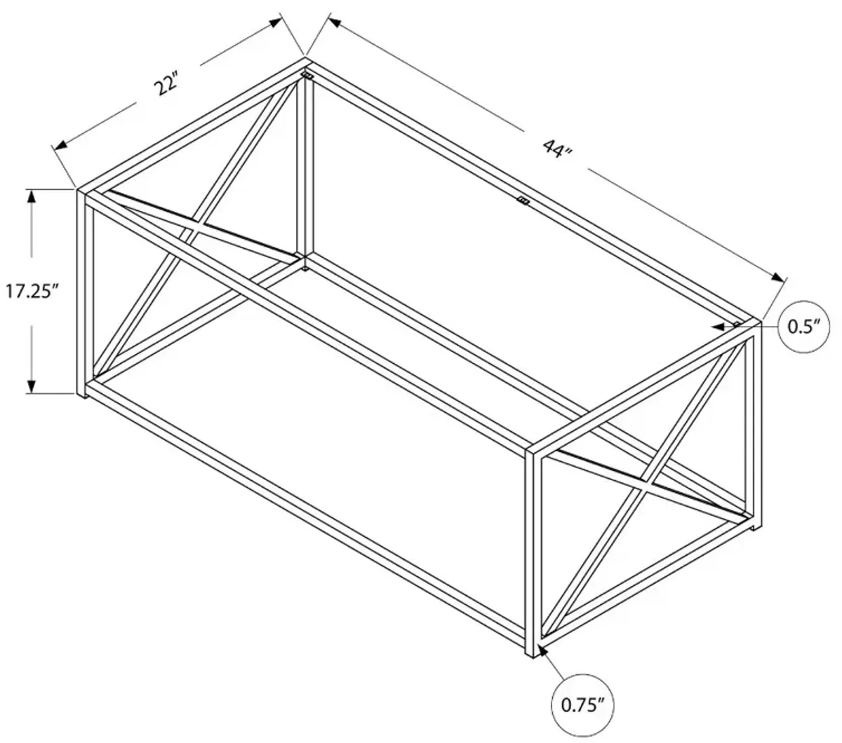 Chrome Metal Coffee Table - Marie