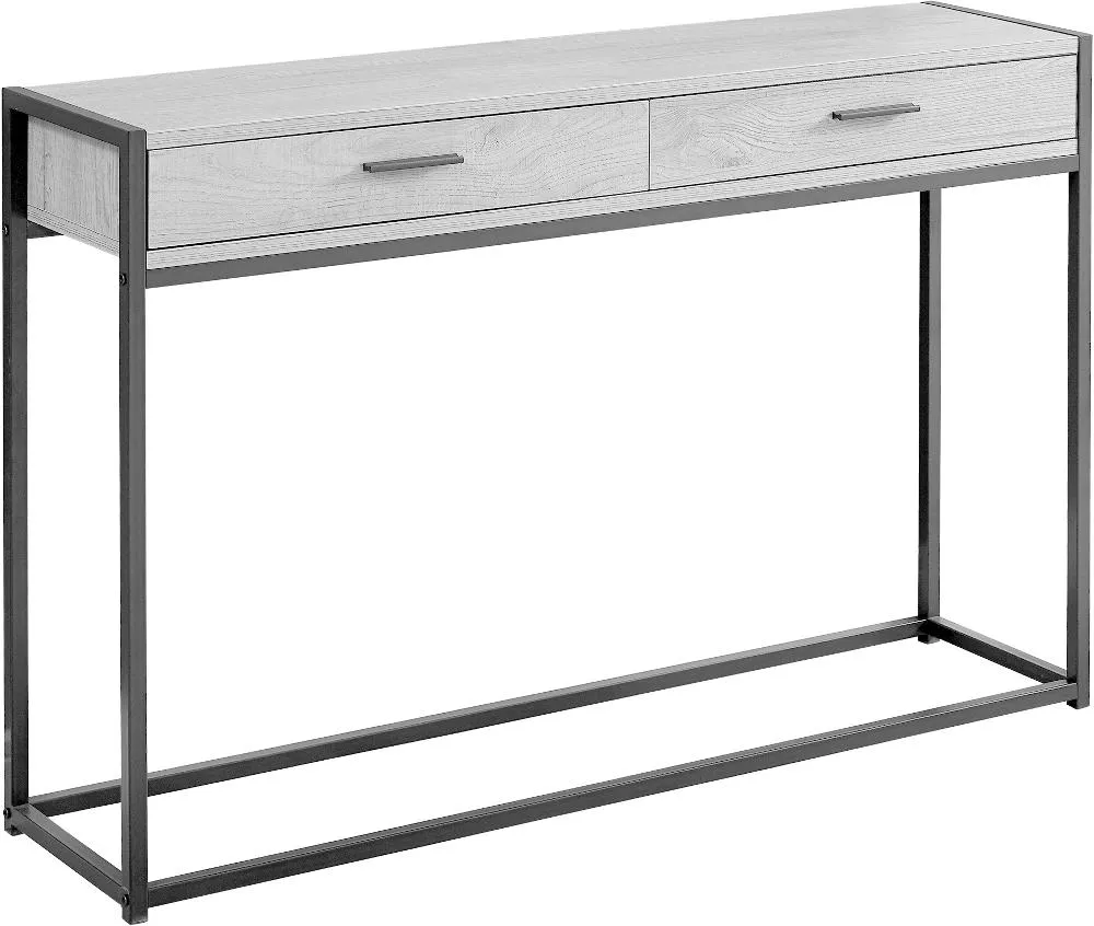 Gray and Black Metal 48 Inch Console Table