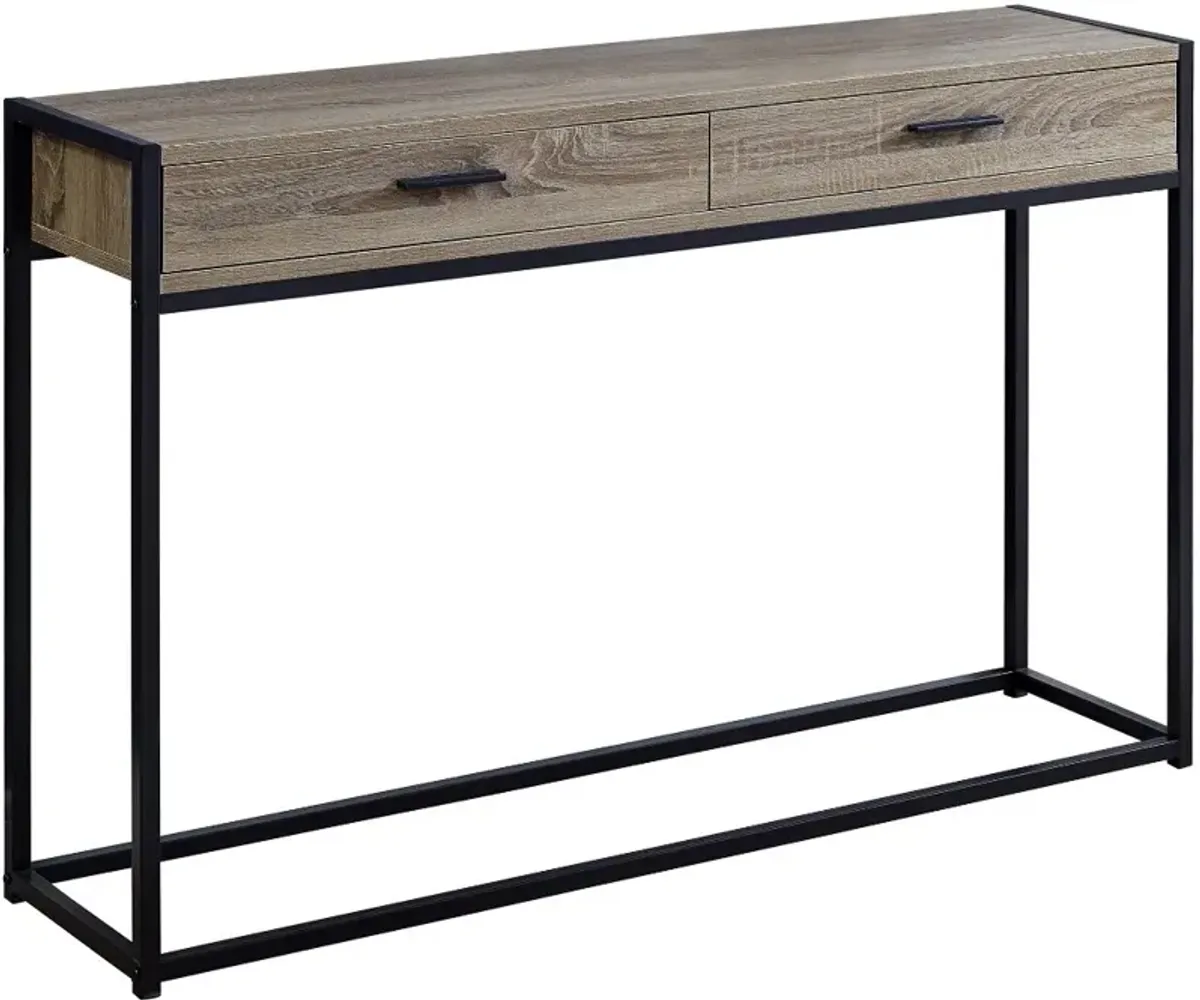 Dark Taupe and Black Metal 48 Inch Console Table