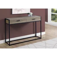 Dark Taupe and Black Metal 48 Inch Console Table