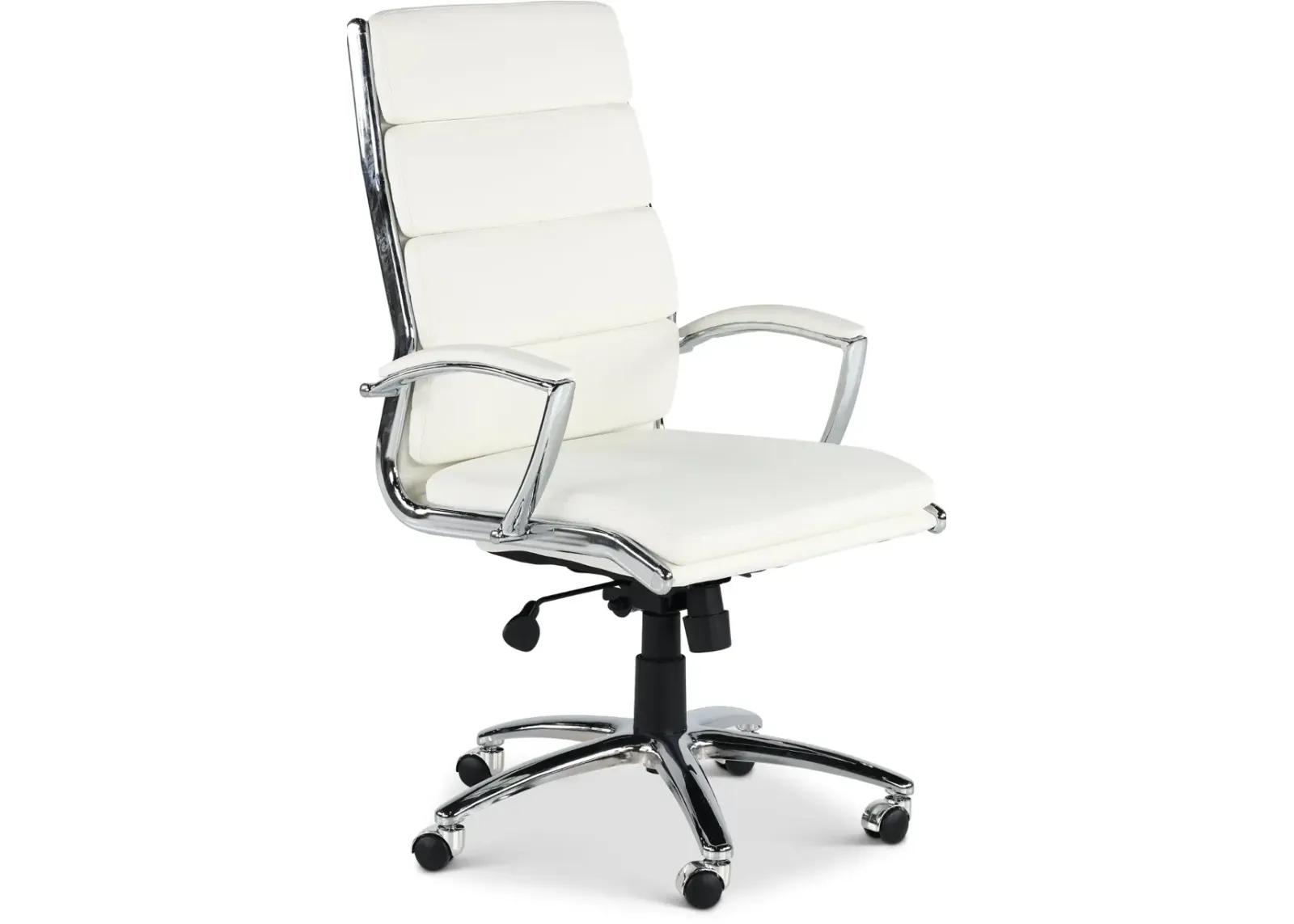 Modern White Office Chair with Padded Armrest