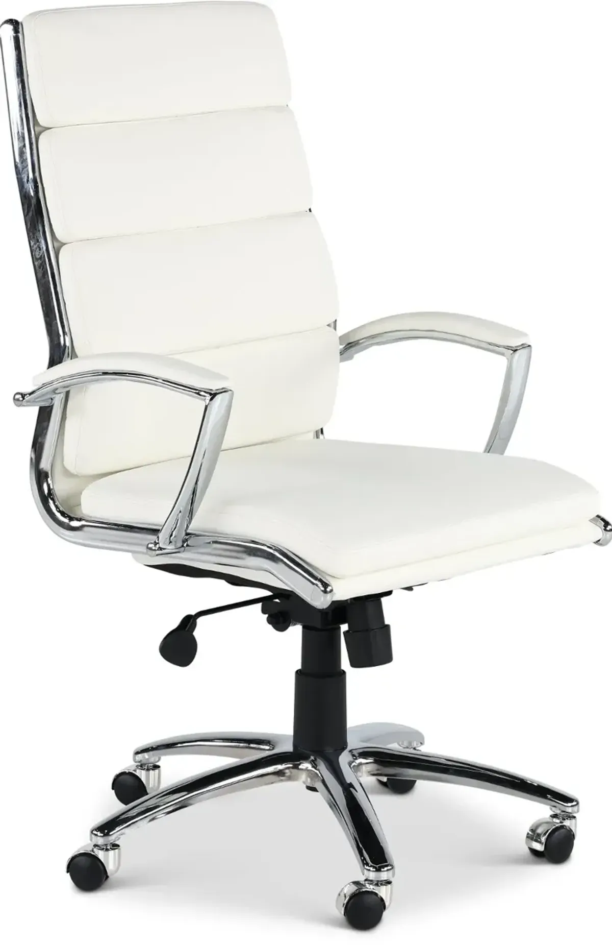 Modern White Office Chair with Padded Armrest