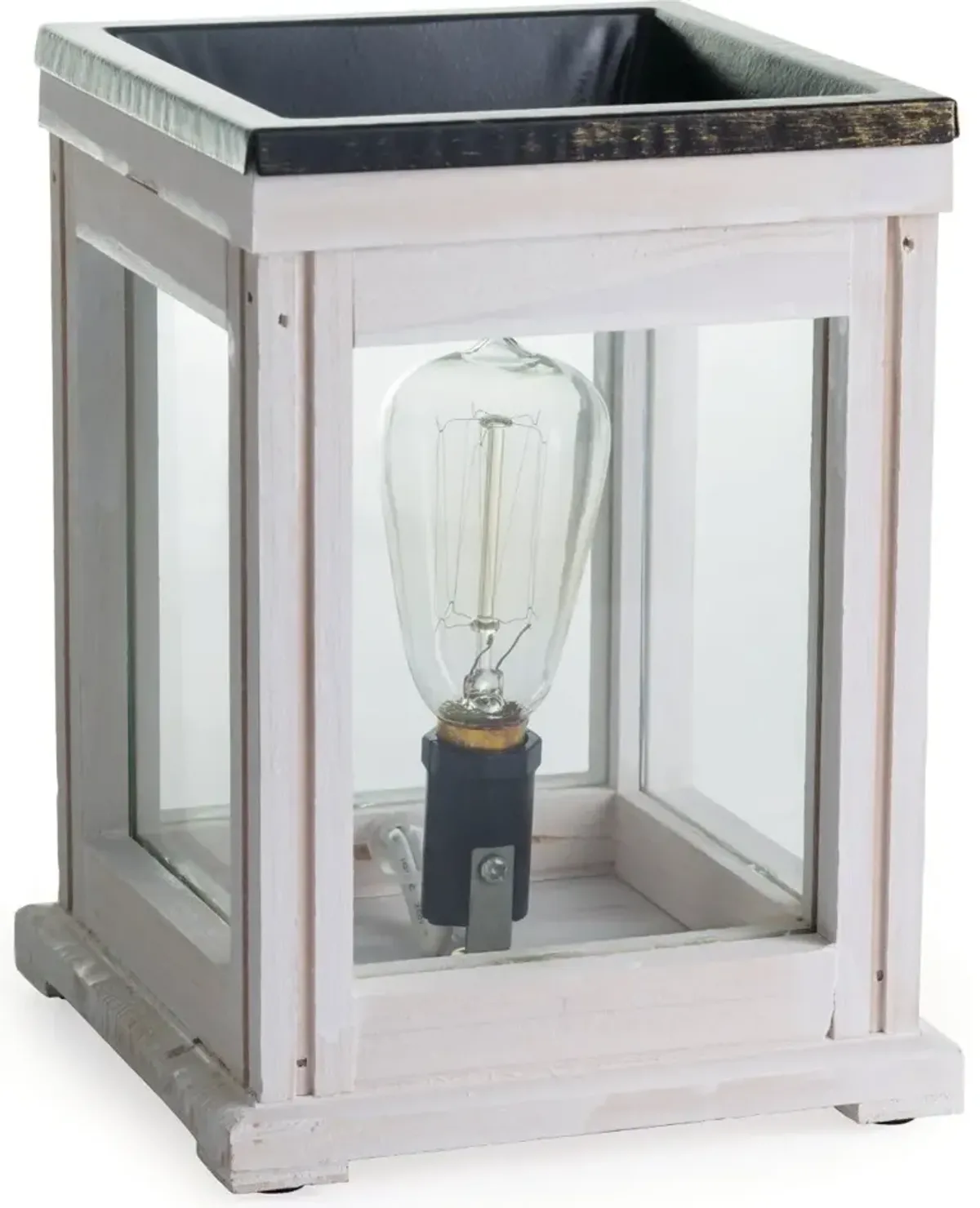 Aged White Wood Vintage Bulb Illumination Warmer