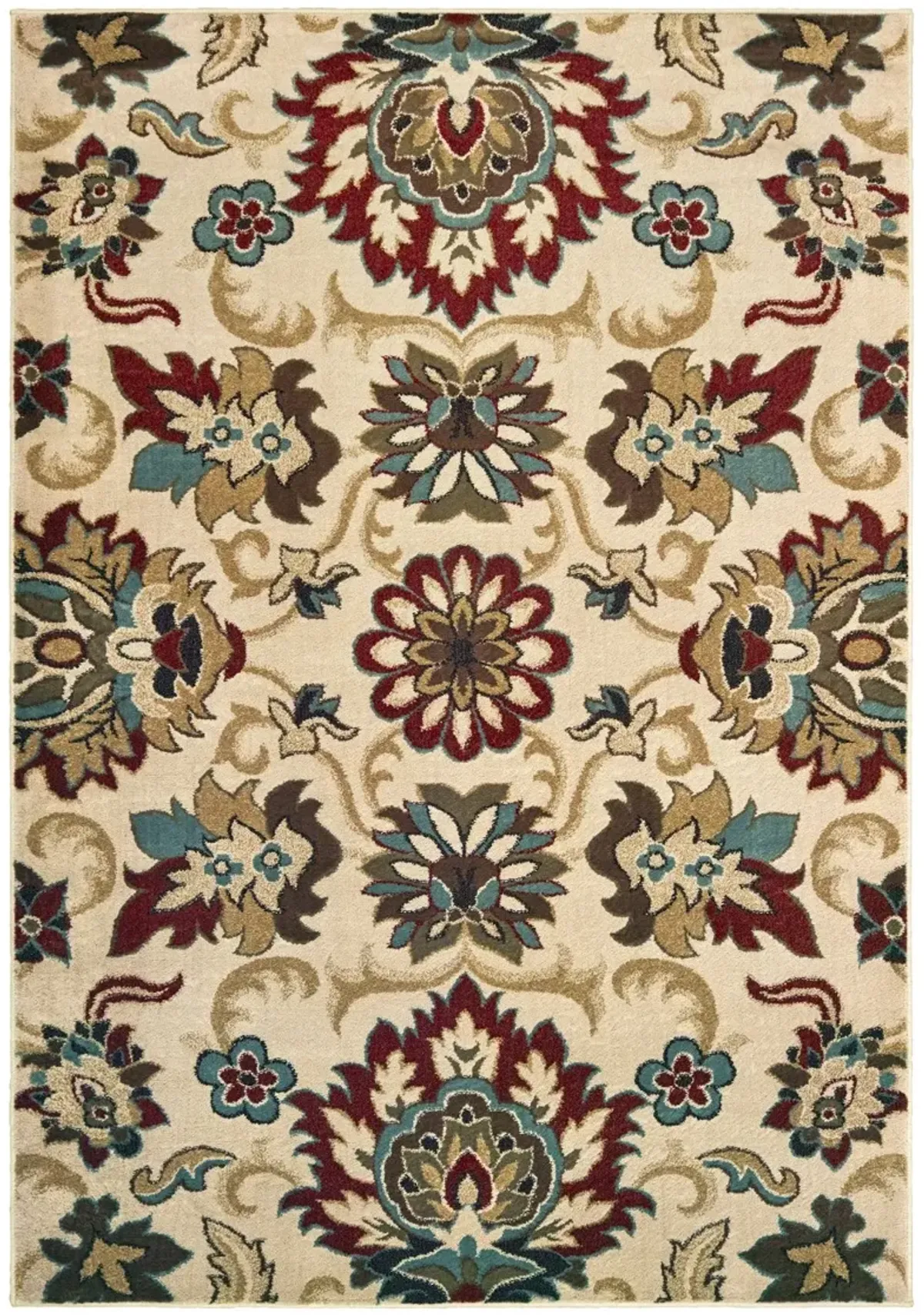 Laurel 5 x 7 Floral Red, Blue, and Green Area Rug
