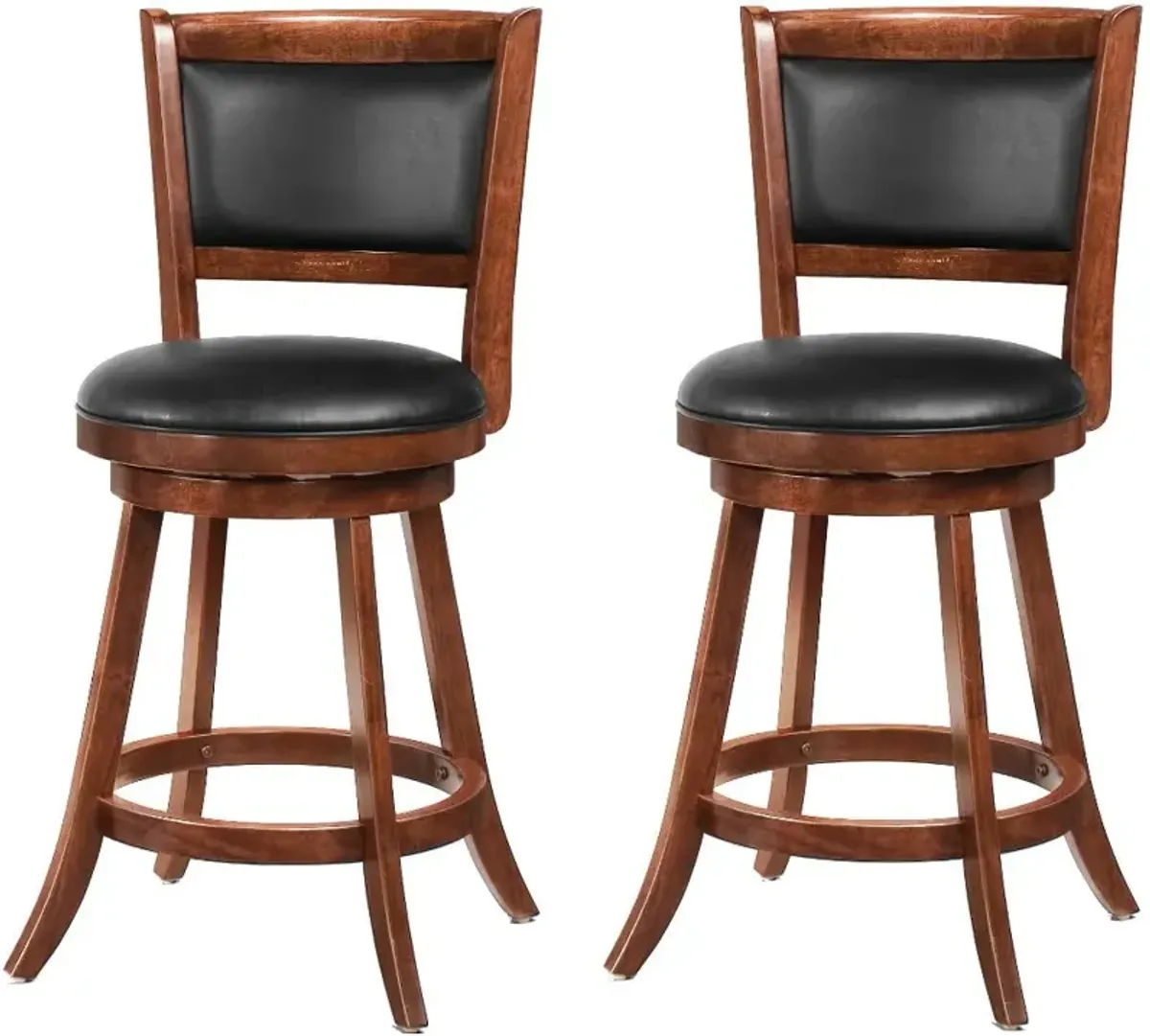 Antonie Brown and Black Swivel Counter Height Stool, Set of 2