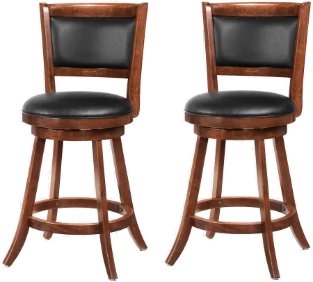 Antonie Brown and Black Swivel Counter Height Stool, Set of 2