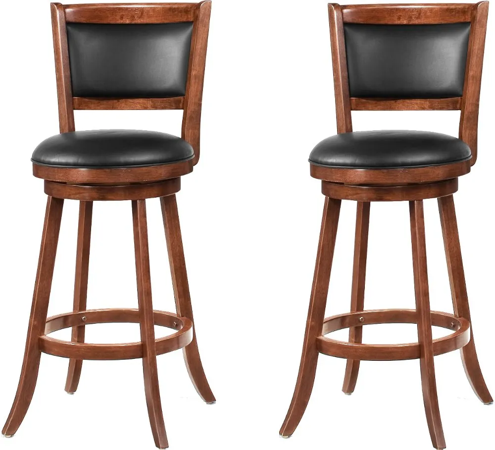 Antoine Brown and Black Swivel Bar Stool, Set of 2