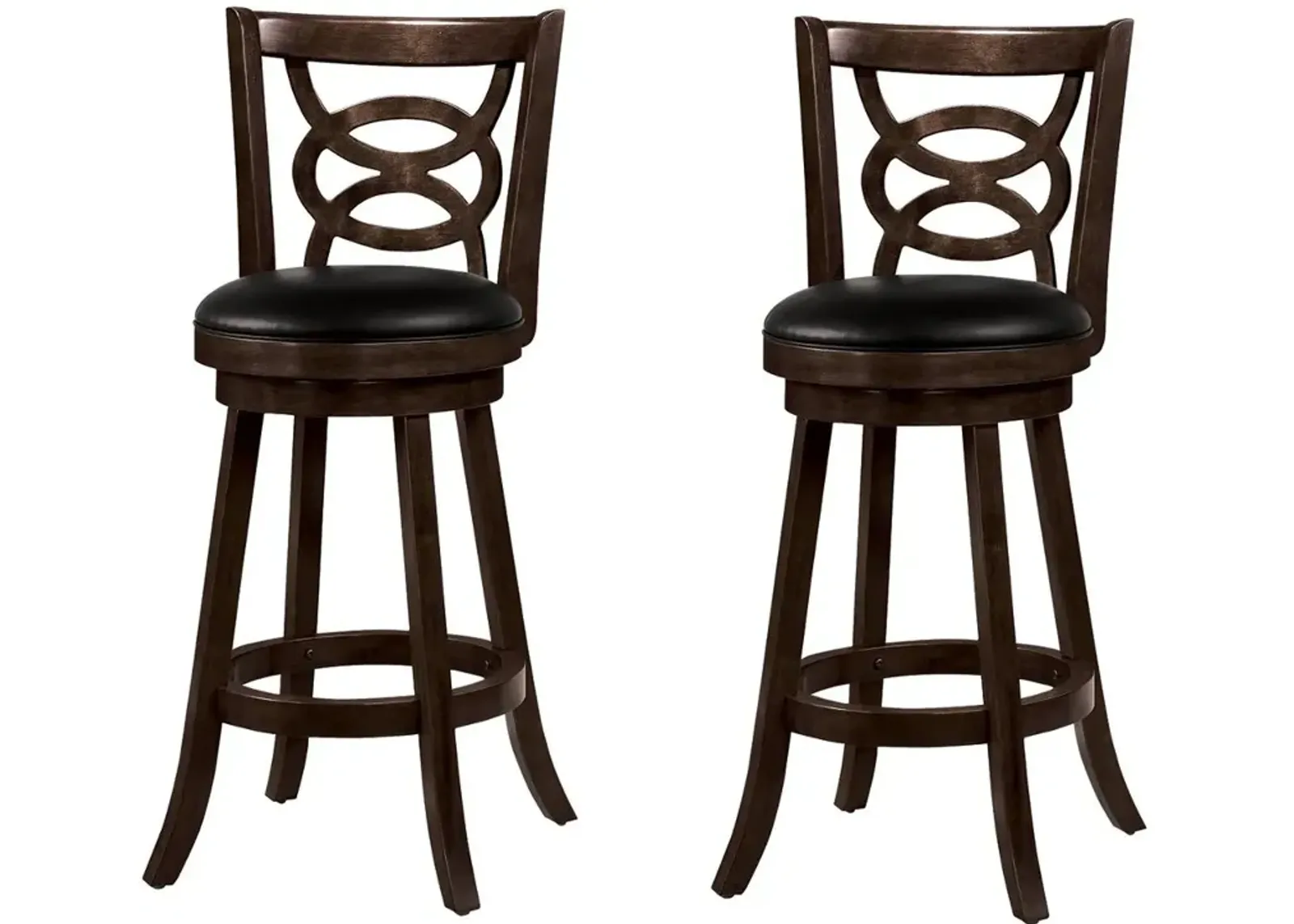 Transitional Espresso Brown Swivel Bar Stool (Set of 2)