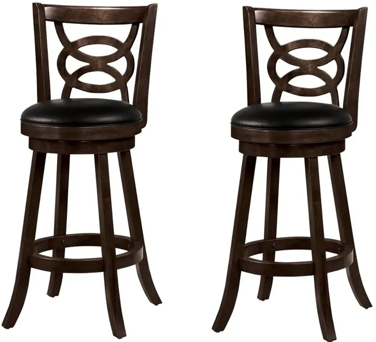 Transitional Espresso Brown Swivel Bar Stool (Set of 2)