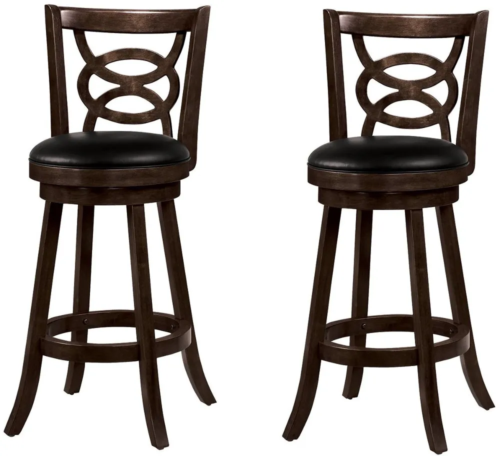 Transitional Espresso Brown Swivel Bar Stool (Set of 2)