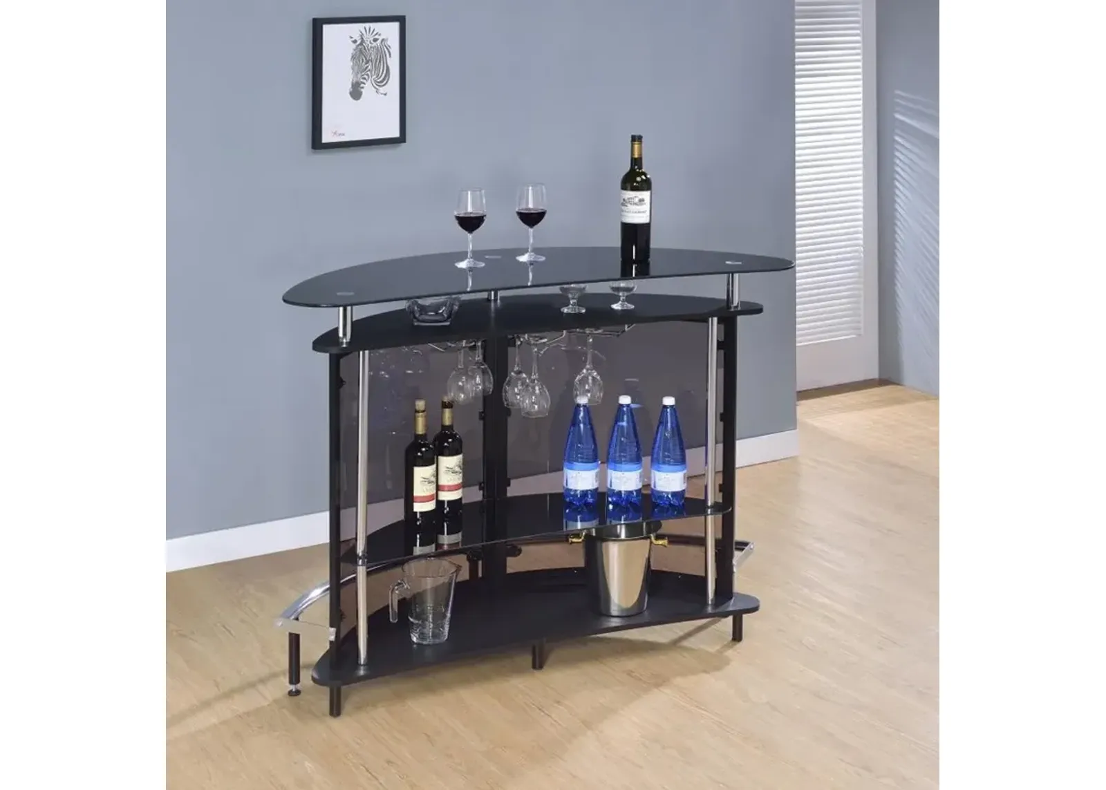 Anibal Modern Black and Chrome Bar Set