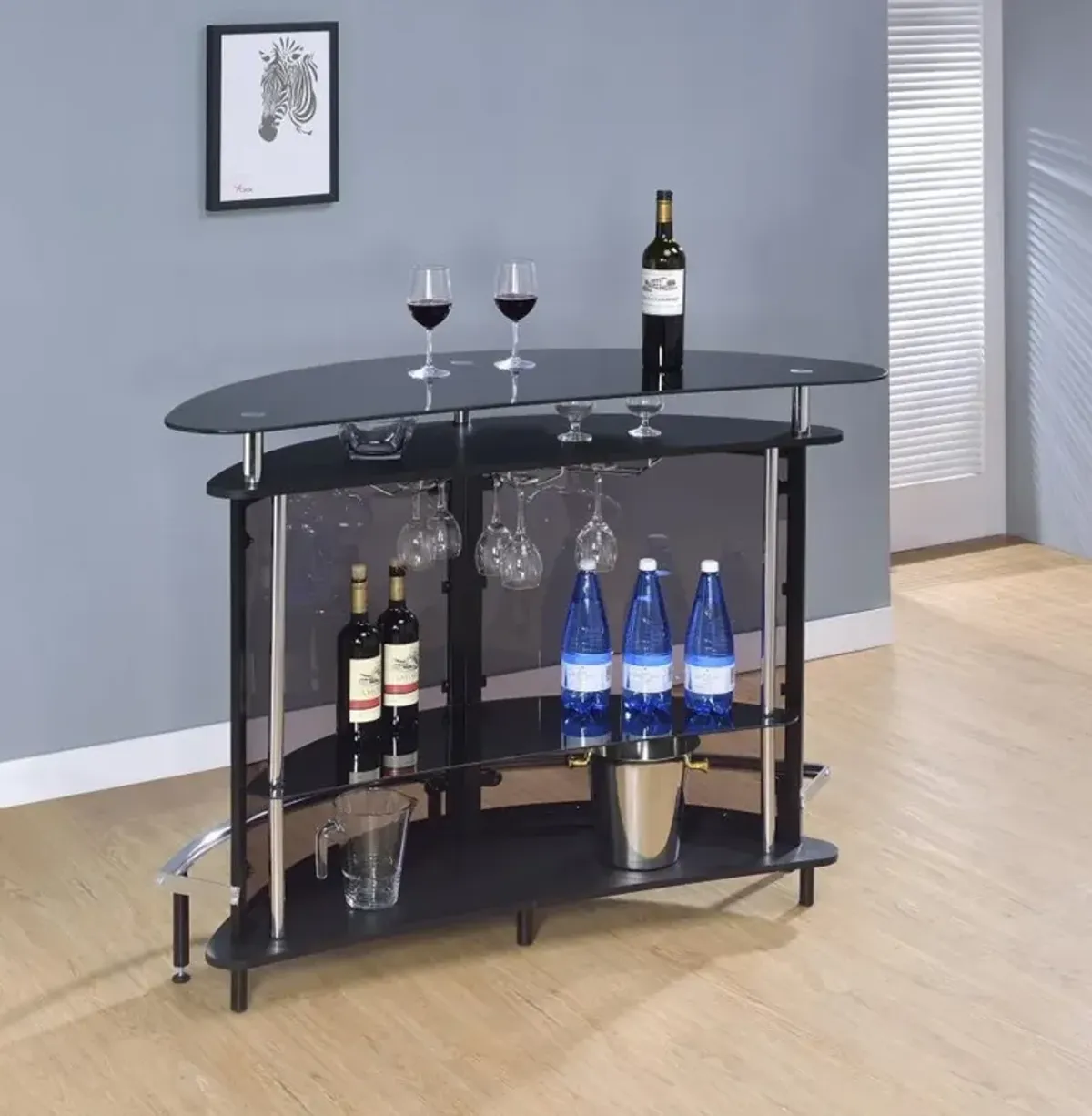 Anibal Modern Black and Chrome Bar Set