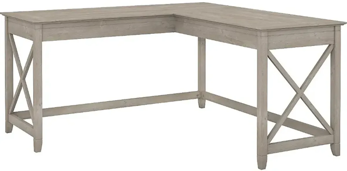 Key West Washed Gray L Shaped Desk - Bush Furniture