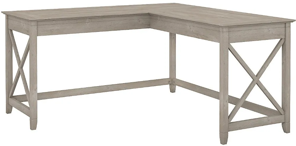 Key West Washed Gray L Shaped Desk - Bush Furniture