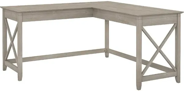 Key West Washed Gray L Shaped Desk - Bush Furniture
