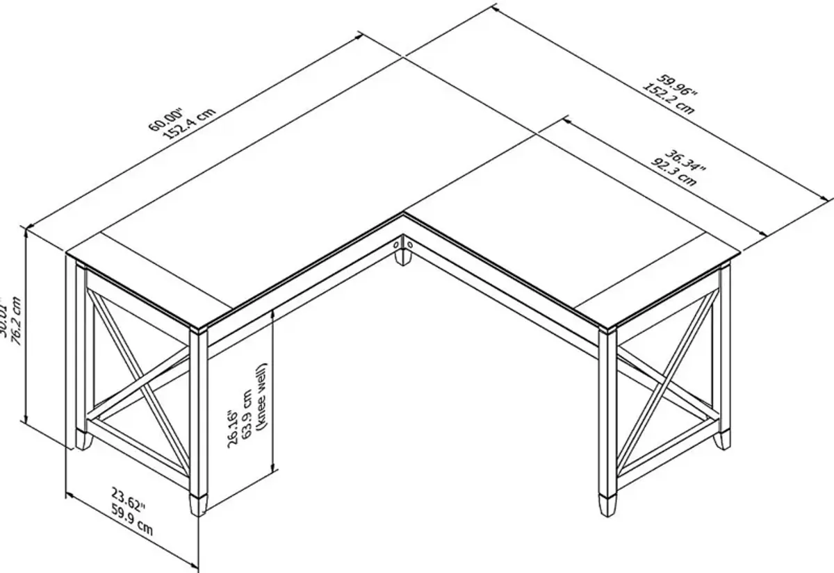 Key West Washed Gray L Shaped Desk - Bush Furniture