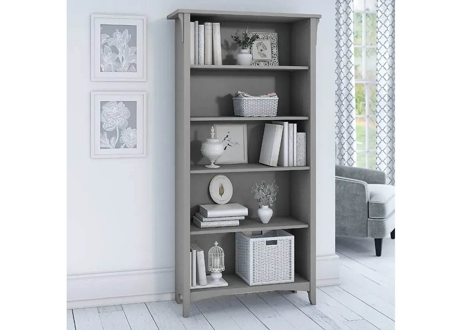 Salinas Cape Cod Gray 5 Shelf Bookcase