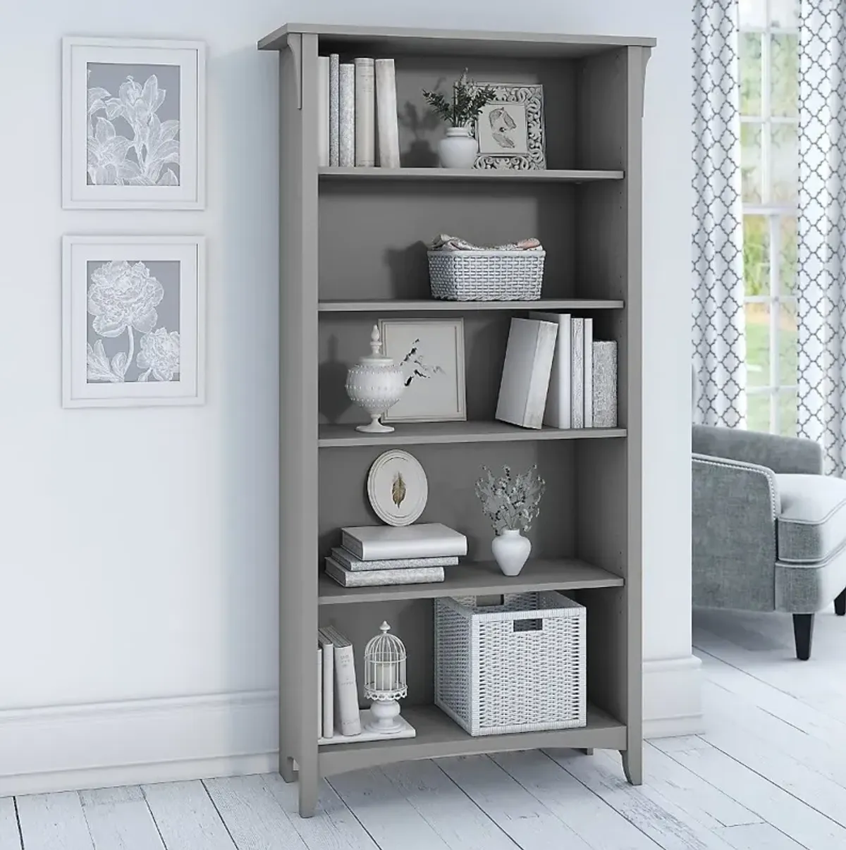 Salinas Cape Cod Gray 5 Shelf Bookcase