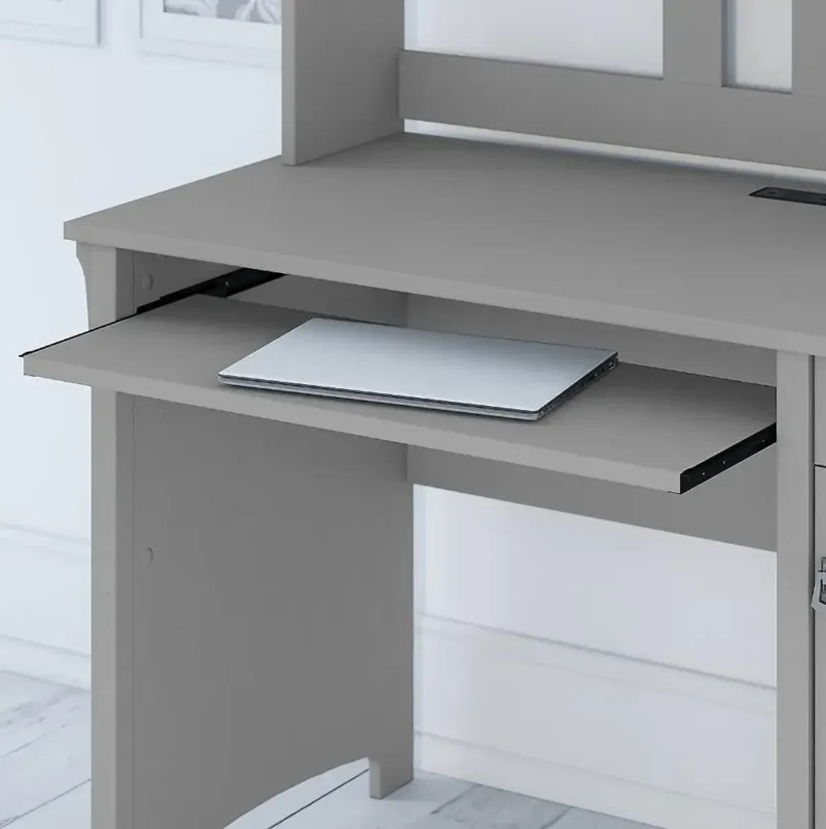 Cape Cod Gray Computer Desk with Hutch - Bush Furniture