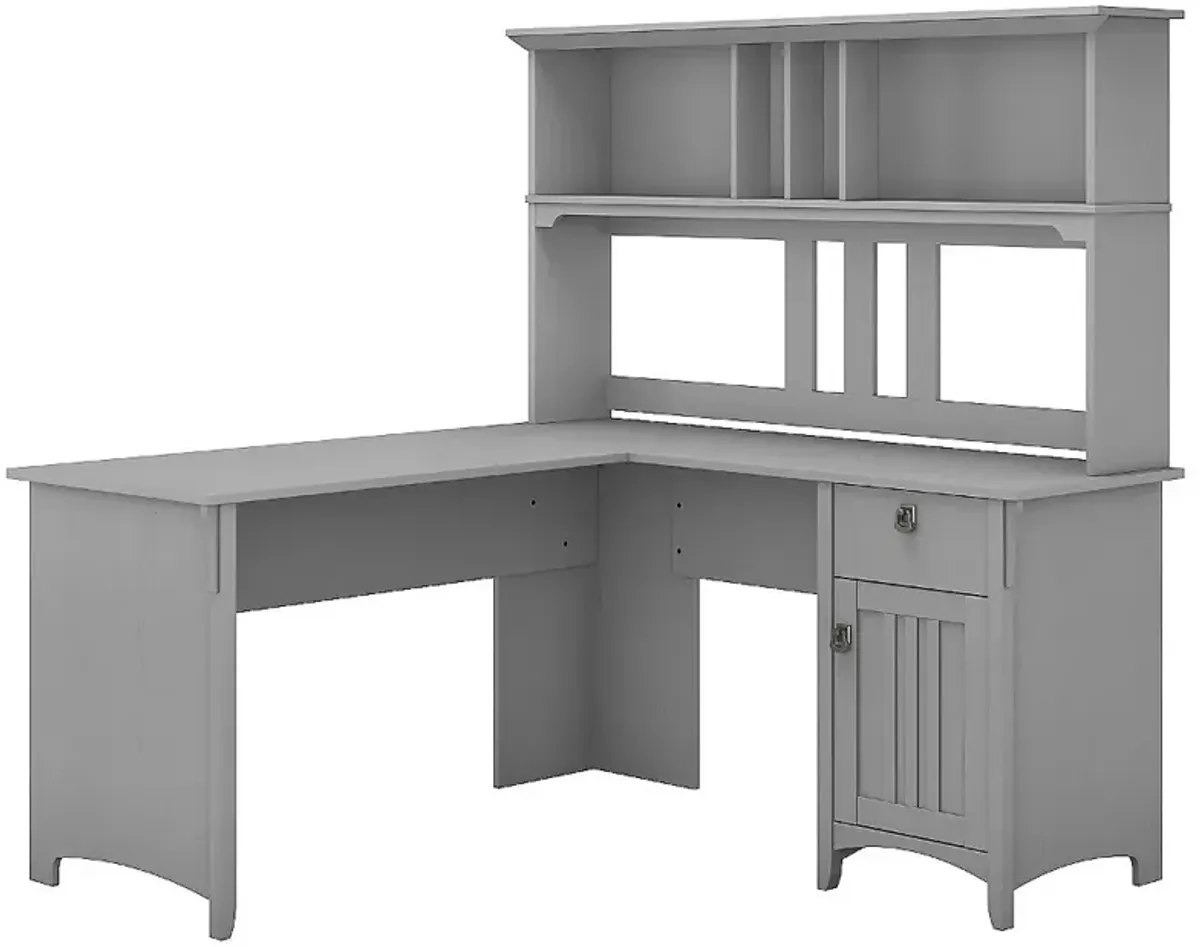 Salinas Gray L Shaped Pedestal Desk with Hutch