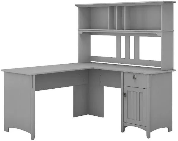Salinas Gray L Shaped Pedestal Desk with Hutch
