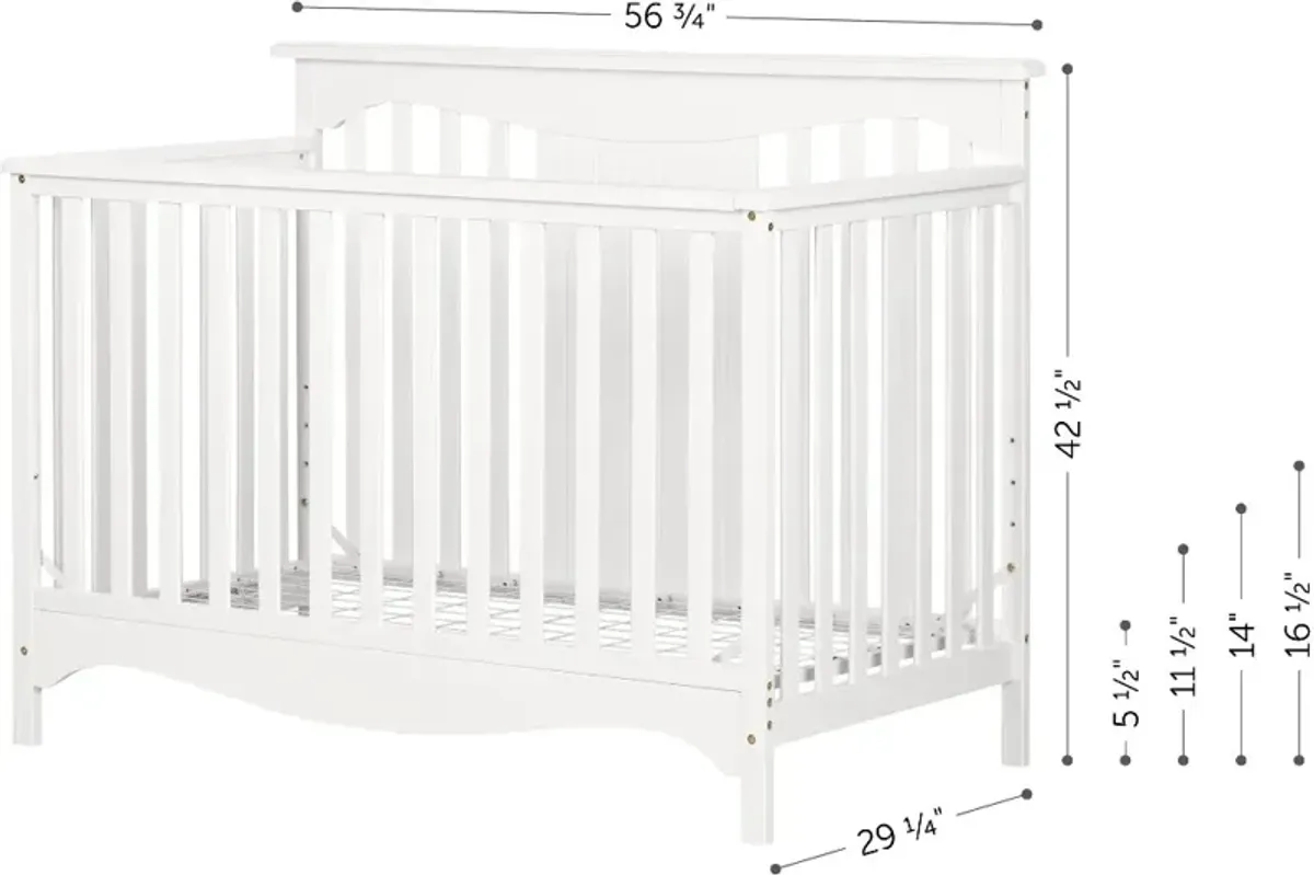 Savannah White Crib with Toddler Rail - South Shore