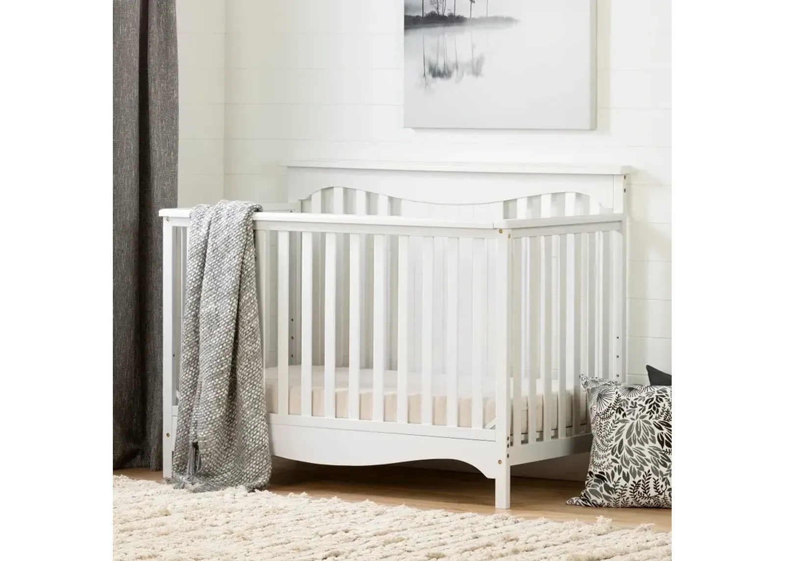 Savannah White Crib with Toddler Rail - South Shore