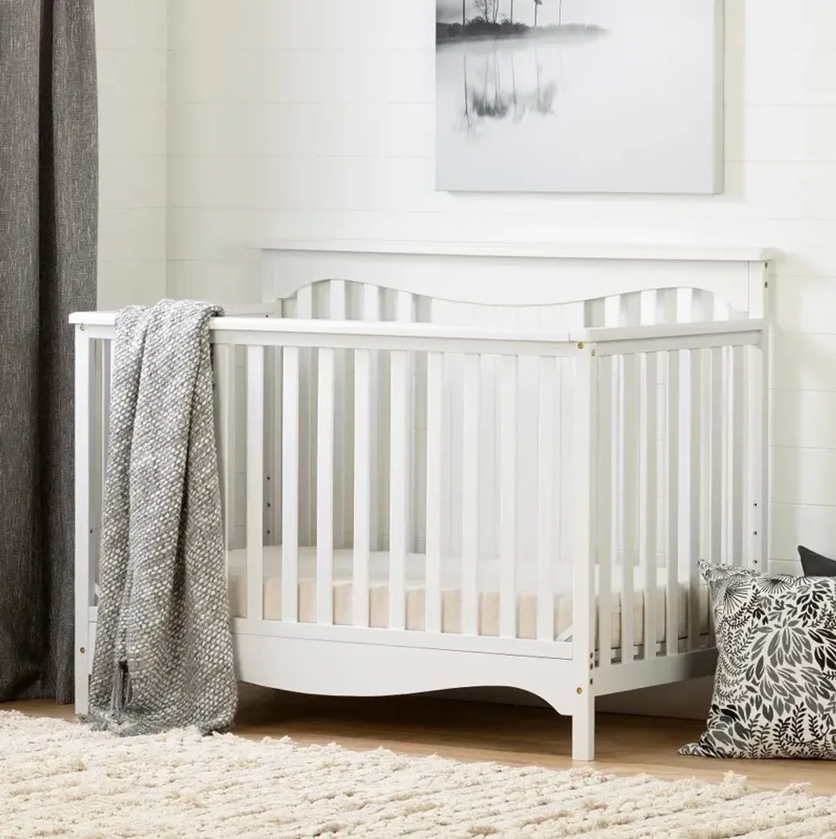 Savannah White Crib with Toddler Rail - South Shore