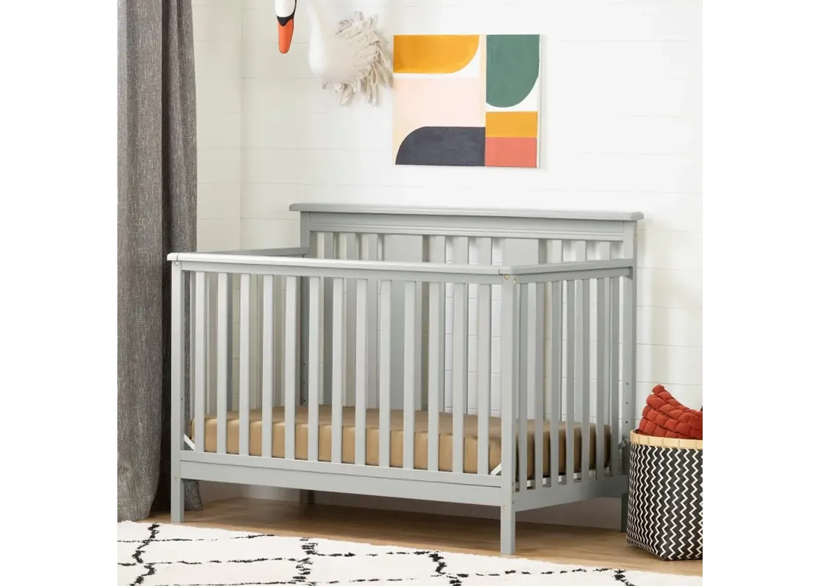 Cotton Candy Gray Crib with Toddler Rail - South Shore