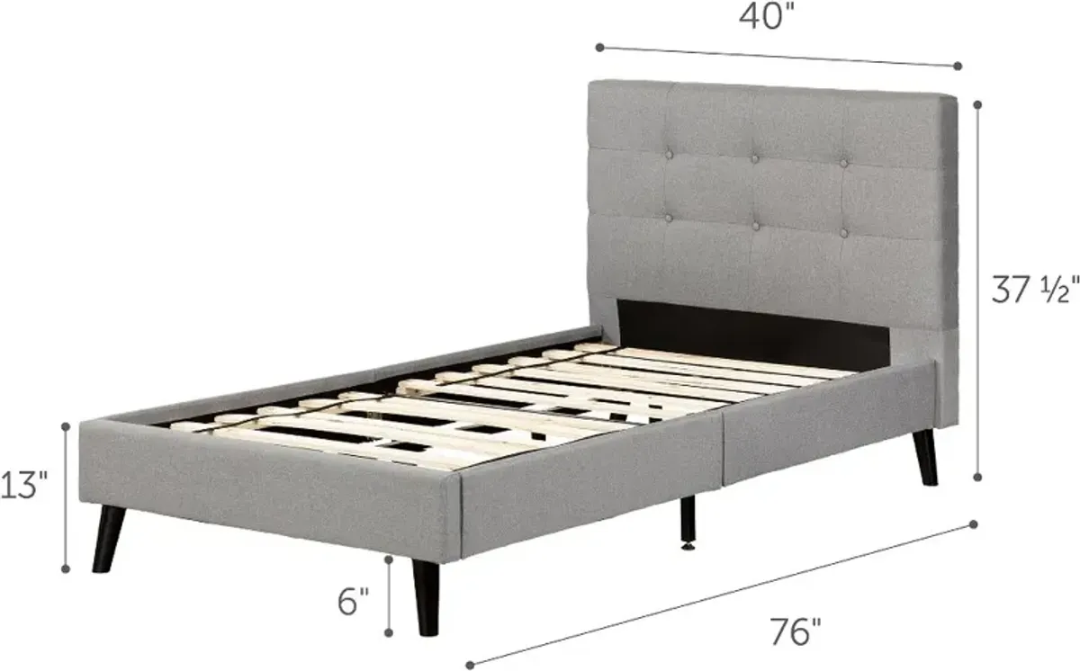 Contemporary Gray Twin Upholstered Platform Bed - South Shore