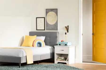 Contemporary Gray Twin Upholstered Platform Bed - South Shore