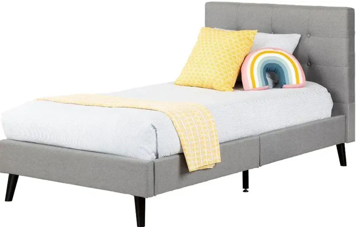 Contemporary Gray Twin Upholstered Platform Bed - South Shore