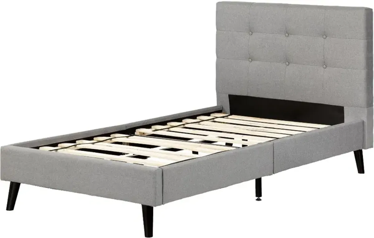 Contemporary Gray Twin Upholstered Platform Bed - South Shore