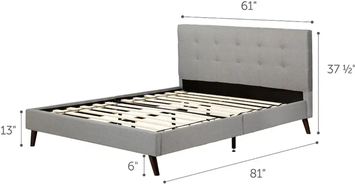 Fusion Contemporary Gray Full Upholstered Platform Bed - South Shore