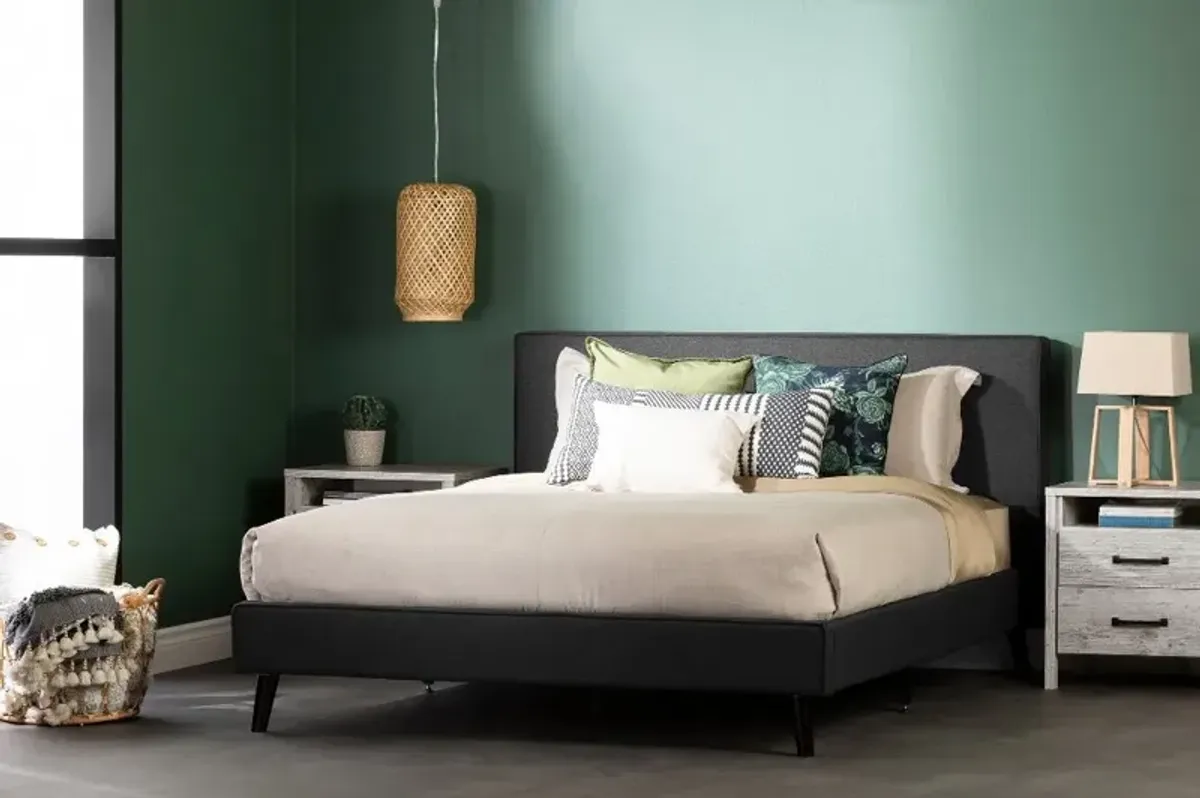 Gravity Charcoal Gray Queen Upholstered Platform Bed - South Shore