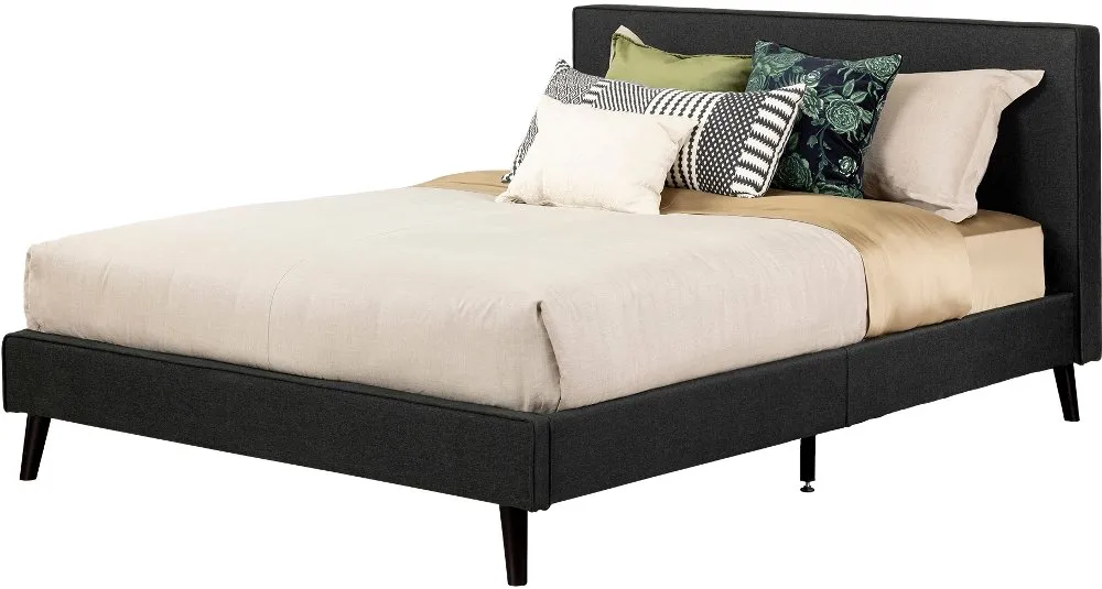 Gravity Charcoal Gray Queen Upholstered Platform Bed - South Shore