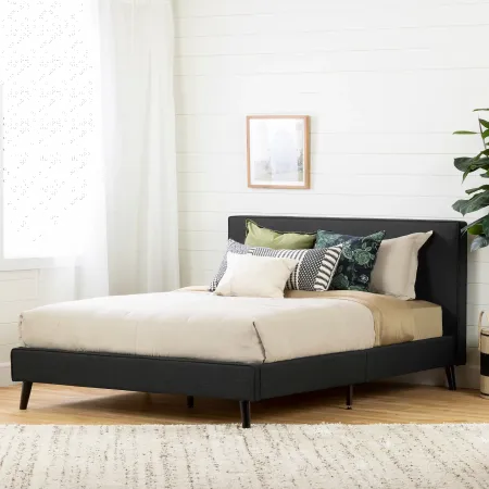 Gravity Charcoal Gray Queen Upholstered Platform Bed - South Shore